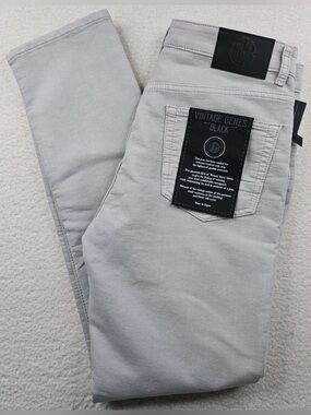 VGB Vintage Genes Black Slim Fit Light Gray French Terry Denim Jeans 34x30 NWT